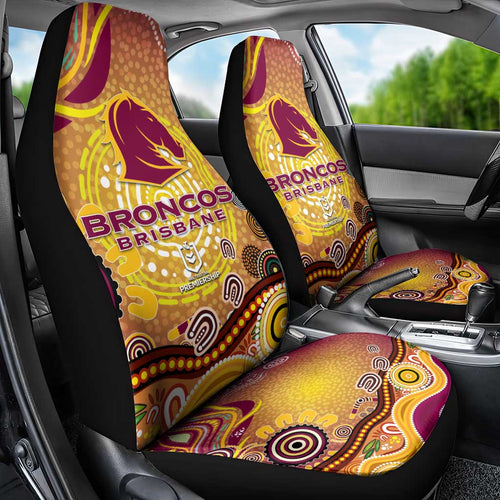 Brisbane Broncos Rugby Car Seat Cover Australian Aboriginal Dot Painting Style