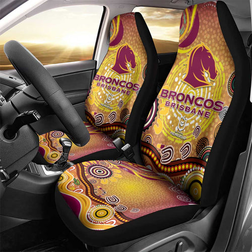 Brisbane Broncos Rugby Car Seat Cover Australian Aboriginal Dot Painting Style