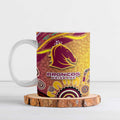 Brisbane Broncos Rugby Ceramic Mug Australian Aboriginal Dot Painting Style