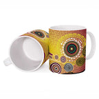 Brisbane Broncos Rugby Ceramic Mug Australian Aboriginal Dot Painting Style