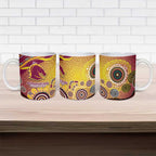 Brisbane Broncos Rugby Ceramic Mug Australian Aboriginal Dot Painting Style