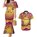 Brisbane Broncos Rugby Couples Matching Mermaid Dress and Hawaiian Shirt Australian Aboriginal Dot Painting Style