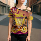 Brisbane Broncos Rugby Cross Shoulder Shirt Australian Aboriginal Dot Painting Style