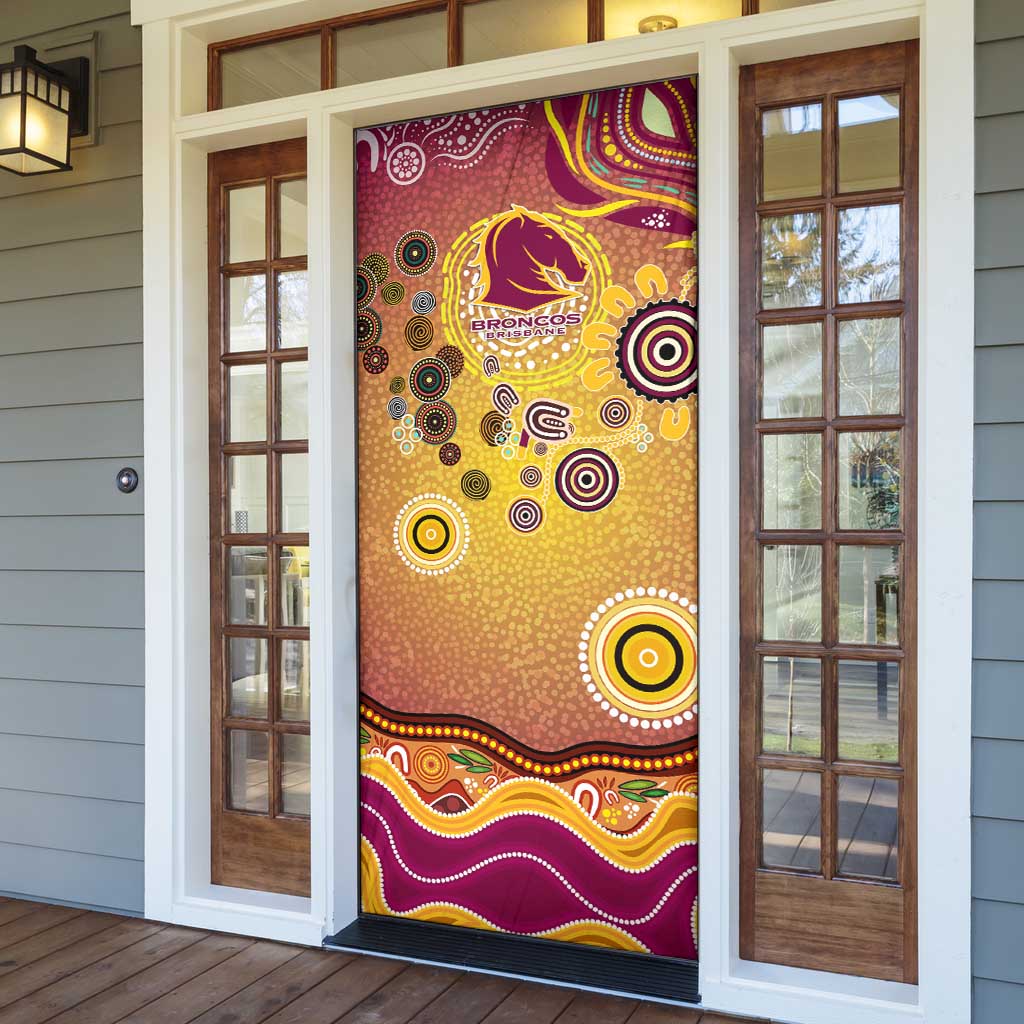 Brisbane Broncos Rugby Door Cover Australian Aboriginal Dot Painting Style