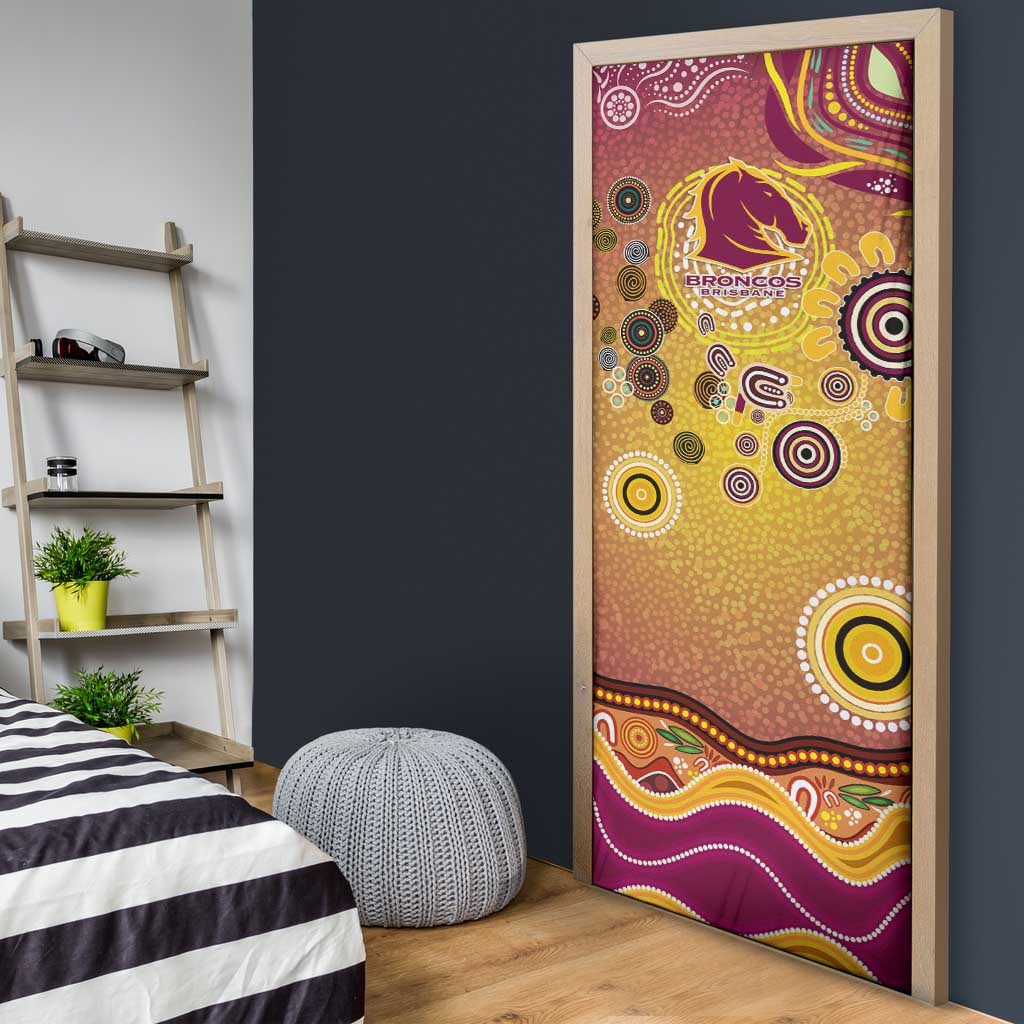 Brisbane Broncos Rugby Door Cover Australian Aboriginal Dot Painting Style