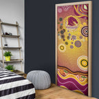 Brisbane Broncos Rugby Door Cover Australian Aboriginal Dot Painting Style