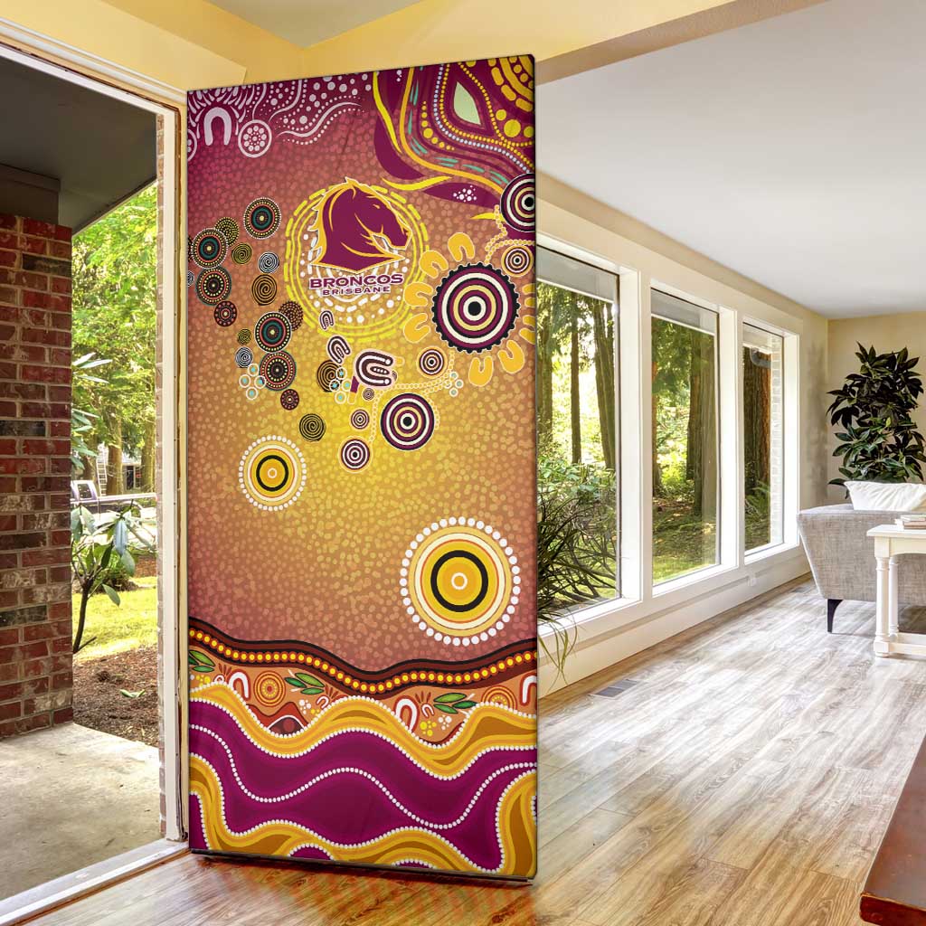 Brisbane Broncos Rugby Door Cover Australian Aboriginal Dot Painting Style