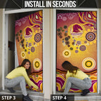 Brisbane Broncos Rugby Door Cover Australian Aboriginal Dot Painting Style