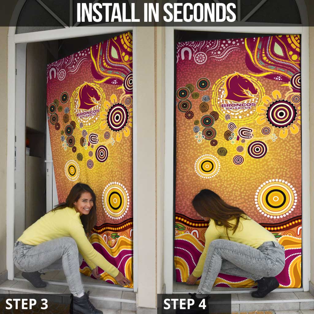 Brisbane Broncos Rugby Door Cover Australian Aboriginal Dot Painting Style