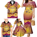 Brisbane Broncos Rugby Family Matching Mermaid Dress and Hawaiian Shirt Australian Aboriginal Dot Painting Style
