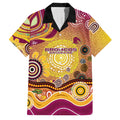 Brisbane Broncos Rugby Family Matching Mermaid Dress and Hawaiian Shirt Australian Aboriginal Dot Painting Style