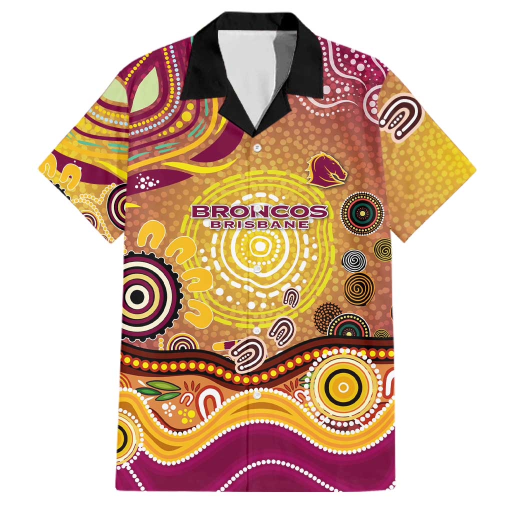Brisbane Broncos Rugby Family Matching Off Shoulder Maxi Dress and Hawaiian Shirt Australian Aboriginal Dot Painting Style