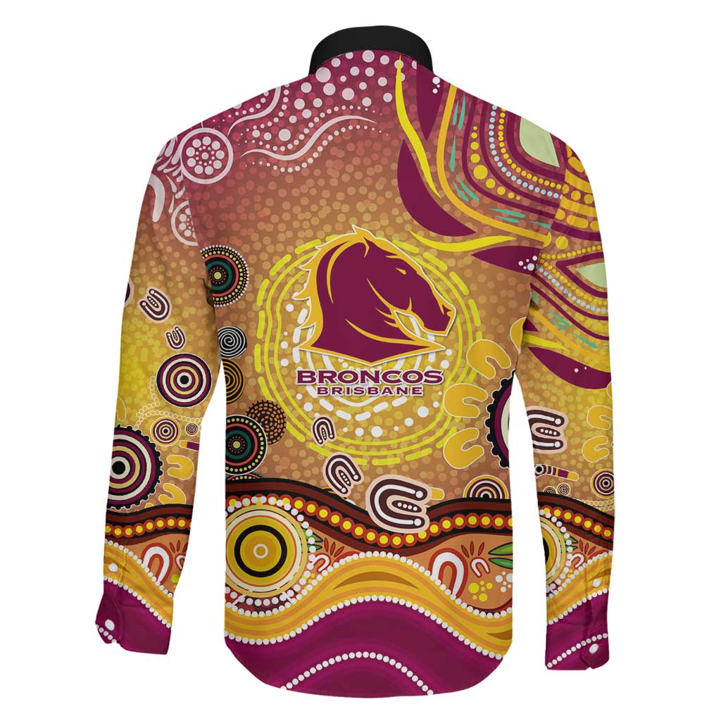 Brisbane Broncos Rugby Family Matching Off Shoulder Maxi Dress and Hawaiian Shirt Australian Aboriginal Dot Painting Style