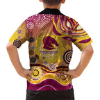Brisbane Broncos Rugby Family Matching Puletasi and Hawaiian Shirt Australian Aboriginal Dot Painting Style
