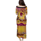 Brisbane Broncos Rugby Family Matching Puletasi and Hawaiian Shirt Australian Aboriginal Dot Painting Style