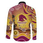 Brisbane Broncos Rugby Family Matching Summer Maxi Dress and Hawaiian Shirt Australian Aboriginal Dot Painting Style