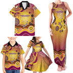 Brisbane Broncos Rugby Family Matching Tank Maxi Dress and Hawaiian Shirt Australian Aboriginal Dot Painting Style