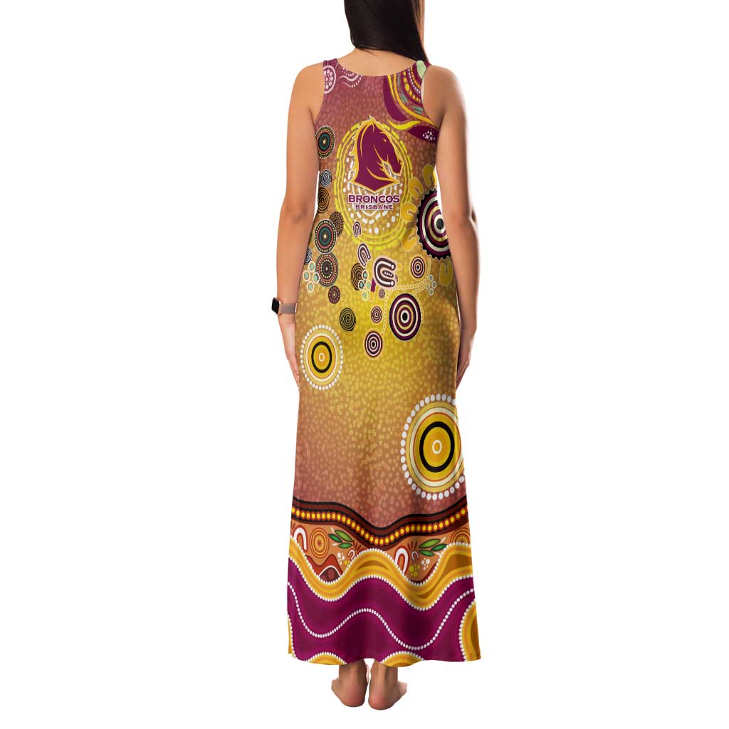 Brisbane Broncos Rugby Family Matching Tank Maxi Dress and Hawaiian Shirt Australian Aboriginal Dot Painting Style