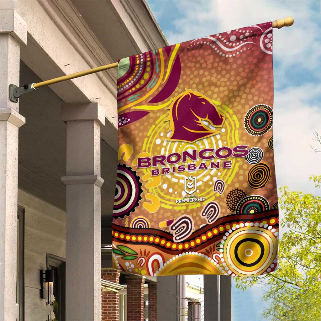 Brisbane Broncos Rugby Garden Flag Australian Aboriginal Dot Painting Style