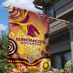 Brisbane Broncos Rugby Garden Flag Australian Aboriginal Dot Painting Style