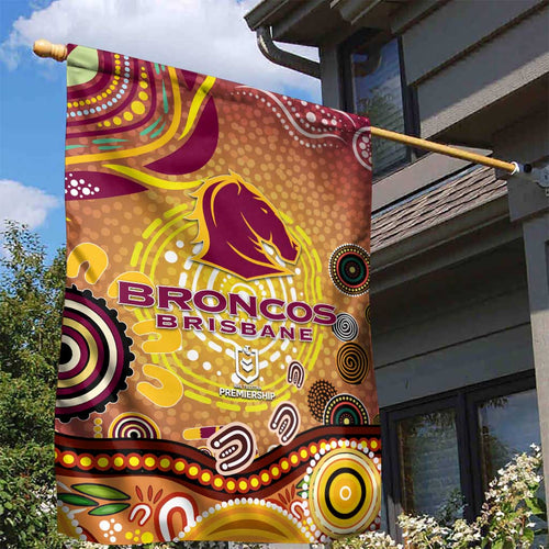 Brisbane Broncos Rugby Garden Flag Australian Aboriginal Dot Painting Style