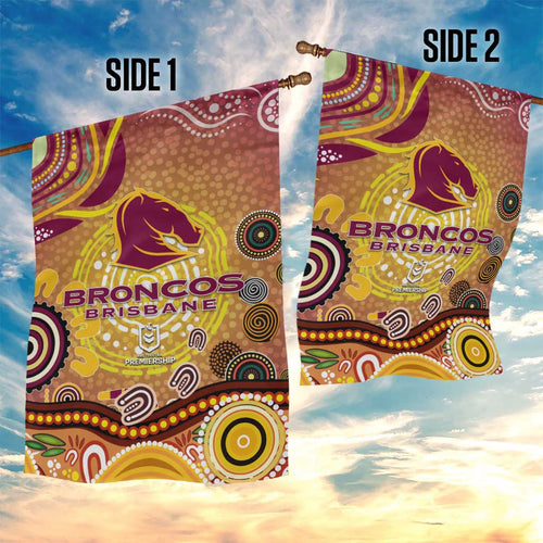 Brisbane Broncos Rugby Garden Flag Australian Aboriginal Dot Painting Style