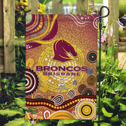 Brisbane Broncos Rugby Garden Flag Australian Aboriginal Dot Painting Style