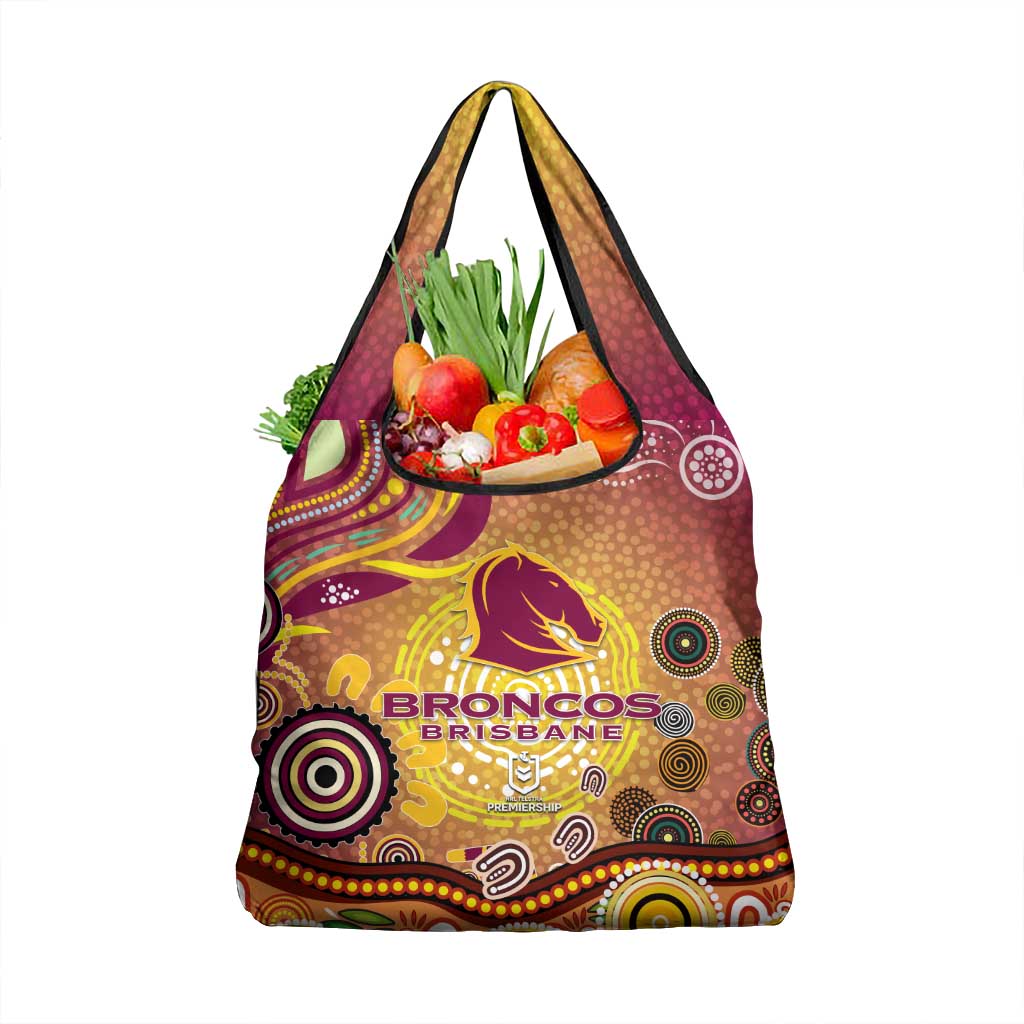 Brisbane Broncos Rugby Grocery Bag Australian Aboriginal Dot Painting Style