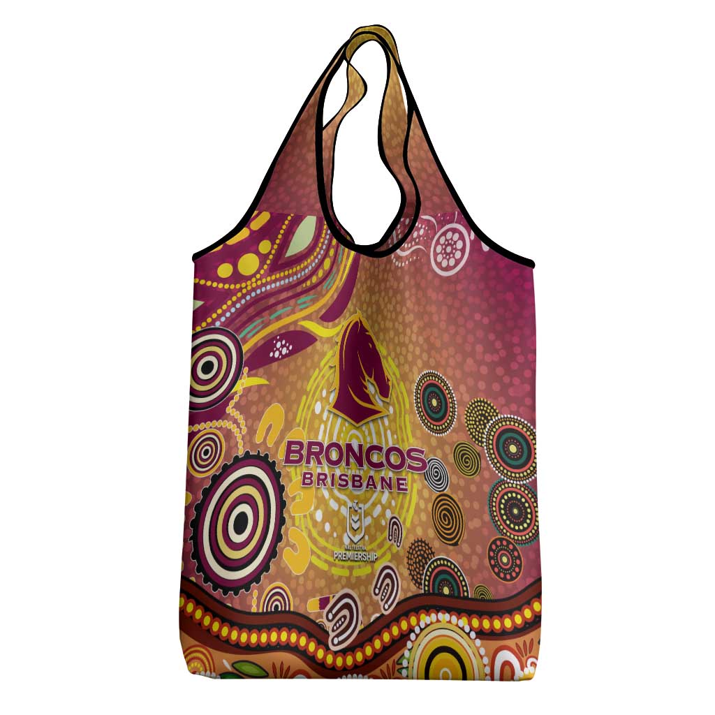 Brisbane Broncos Rugby Grocery Bag Australian Aboriginal Dot Painting Style