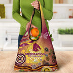 Brisbane Broncos Rugby Grocery Bag Australian Aboriginal Dot Painting Style