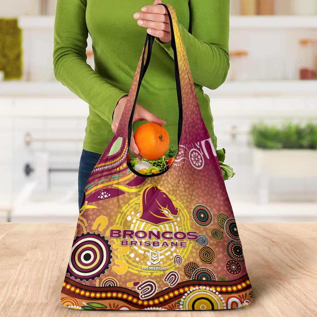 Brisbane Broncos Rugby Grocery Bag Australian Aboriginal Dot Painting Style