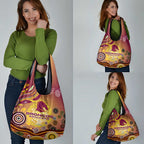 Brisbane Broncos Rugby Grocery Bag Australian Aboriginal Dot Painting Style