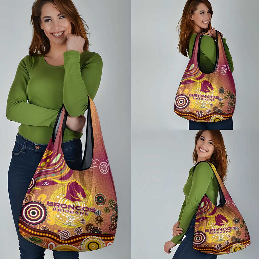 Brisbane Broncos Rugby Grocery Bag Australian Aboriginal Dot Painting Style