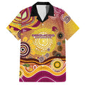 Brisbane Broncos Rugby Hawaiian Shirt Australian Aboriginal Dot Painting Style
