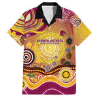 Brisbane Broncos Rugby Hawaiian Shirt Australian Aboriginal Dot Painting Style