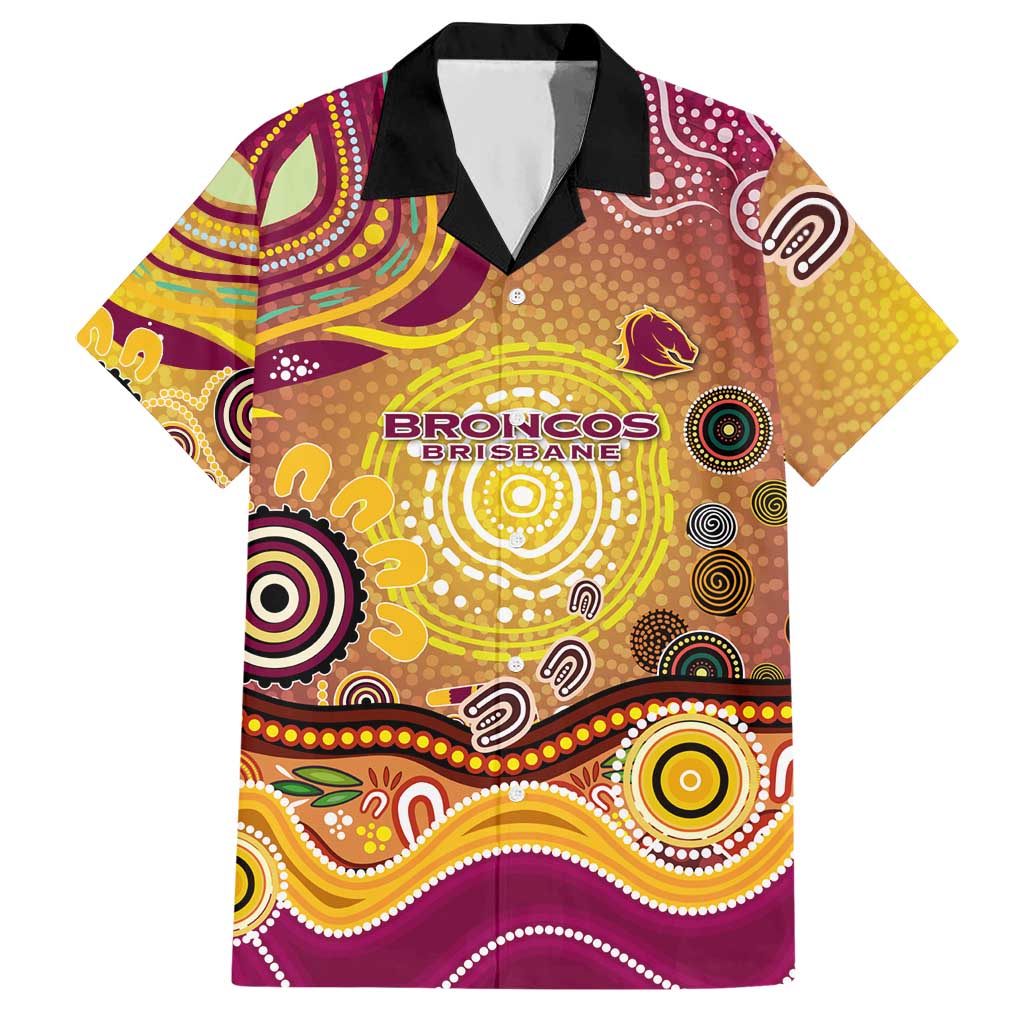 Brisbane Broncos Rugby Hawaiian Shirt Australian Aboriginal Dot Painting Style