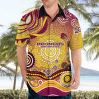 Brisbane Broncos Rugby Hawaiian Shirt Australian Aboriginal Dot Painting Style