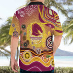 Brisbane Broncos Rugby Hawaiian Shirt Australian Aboriginal Dot Painting Style