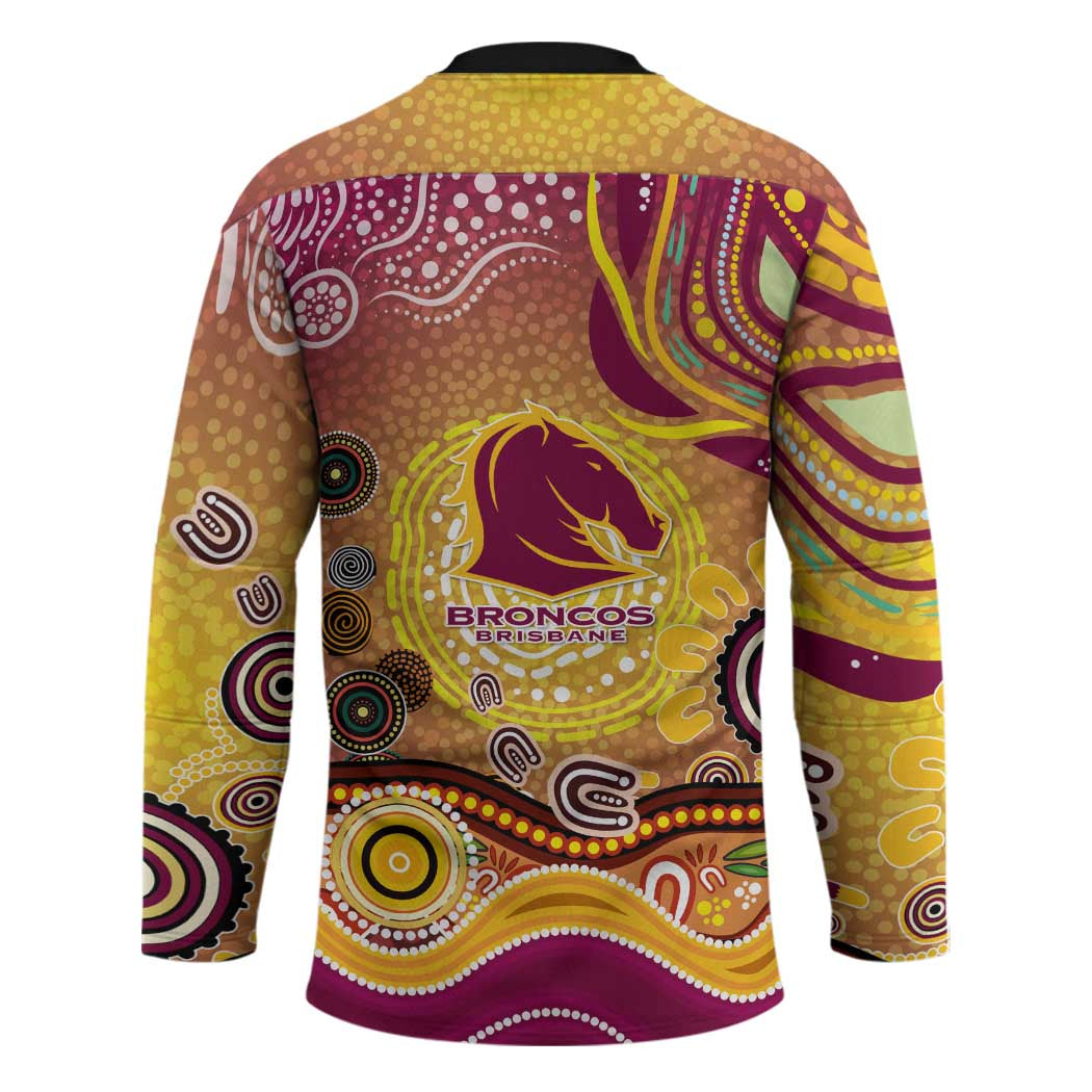 Brisbane Broncos Rugby Hockey Jersey Australian Aboriginal Dot Painting Style