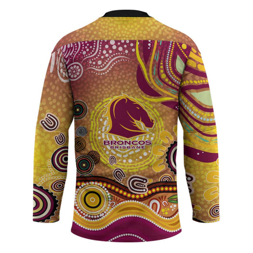 Brisbane Broncos Rugby Hockey Jersey Australian Aboriginal Dot Painting Style