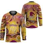 Brisbane Broncos Rugby Hockey Jersey Australian Aboriginal Dot Painting Style