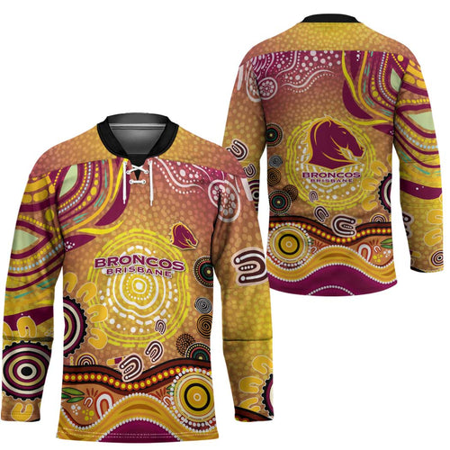 Brisbane Broncos Rugby Hockey Jersey Australian Aboriginal Dot Painting Style