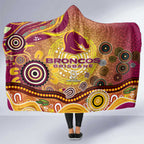 Brisbane Broncos Rugby Hooded Blanket Australian Aboriginal Dot Painting Style
