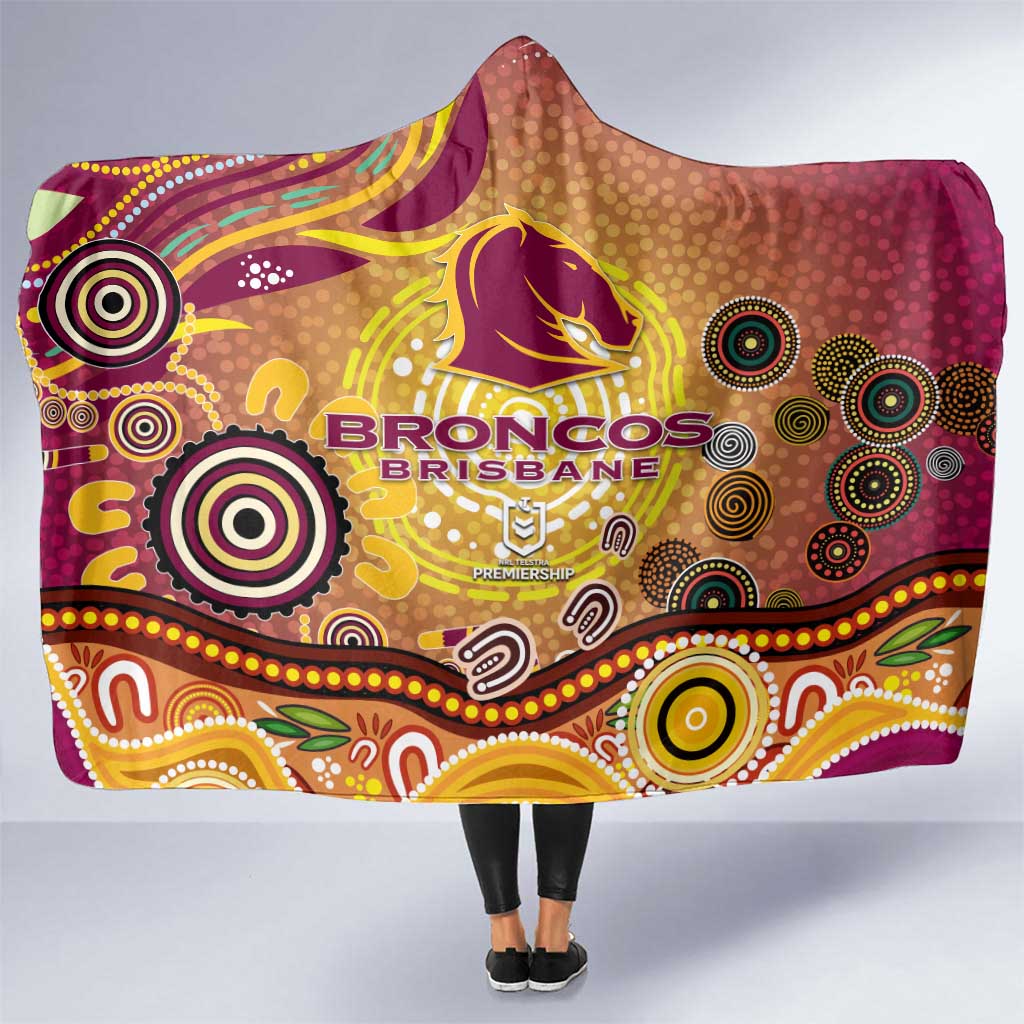 Brisbane Broncos Rugby Hooded Blanket Australian Aboriginal Dot Painting Style