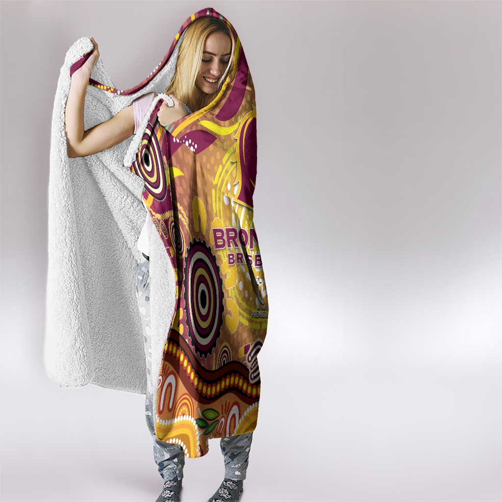Brisbane Broncos Rugby Hooded Blanket Australian Aboriginal Dot Painting Style