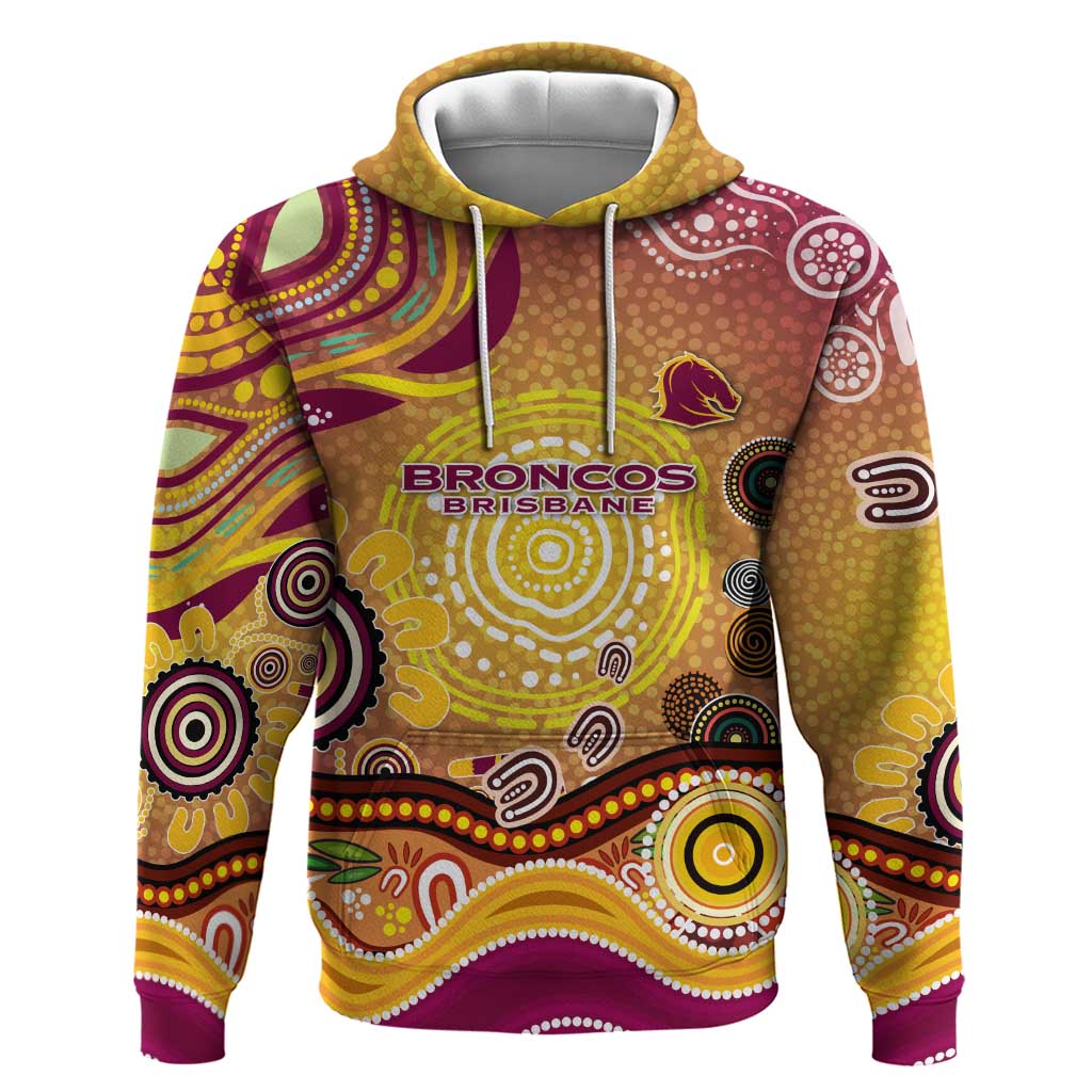 Brisbane Broncos Rugby Hoodie Australian Aboriginal Dot Painting Style