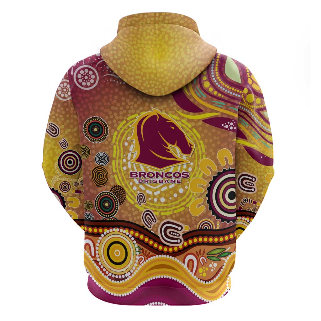 Brisbane Broncos Rugby Hoodie Australian Aboriginal Dot Painting Style
