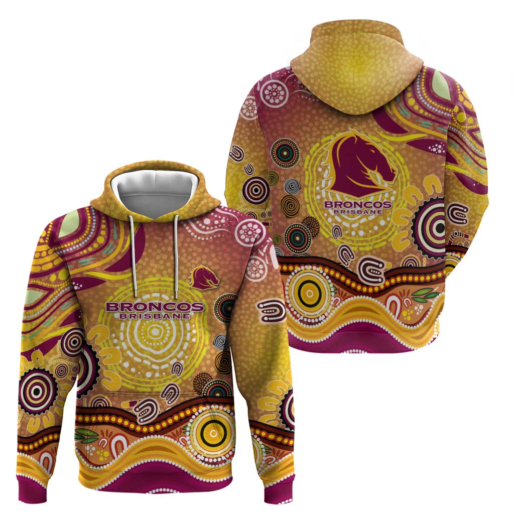 Brisbane Broncos Rugby Hoodie Australian Aboriginal Dot Painting Style