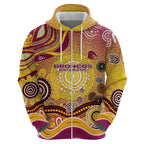Brisbane Broncos Rugby Hoodie Australian Aboriginal Dot Painting Style