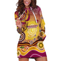 Brisbane Broncos Rugby Hoodie Dress Australian Aboriginal Dot Painting Style